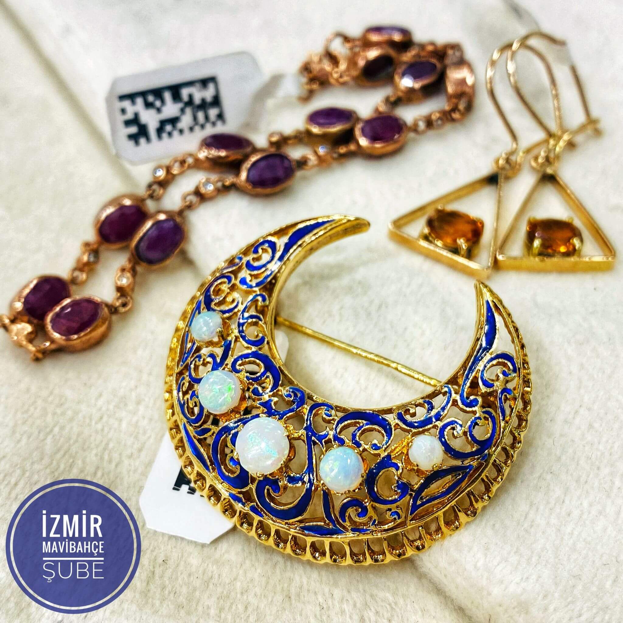 Antika Mineli Ve Opal Taşlı Osmanlı Broş