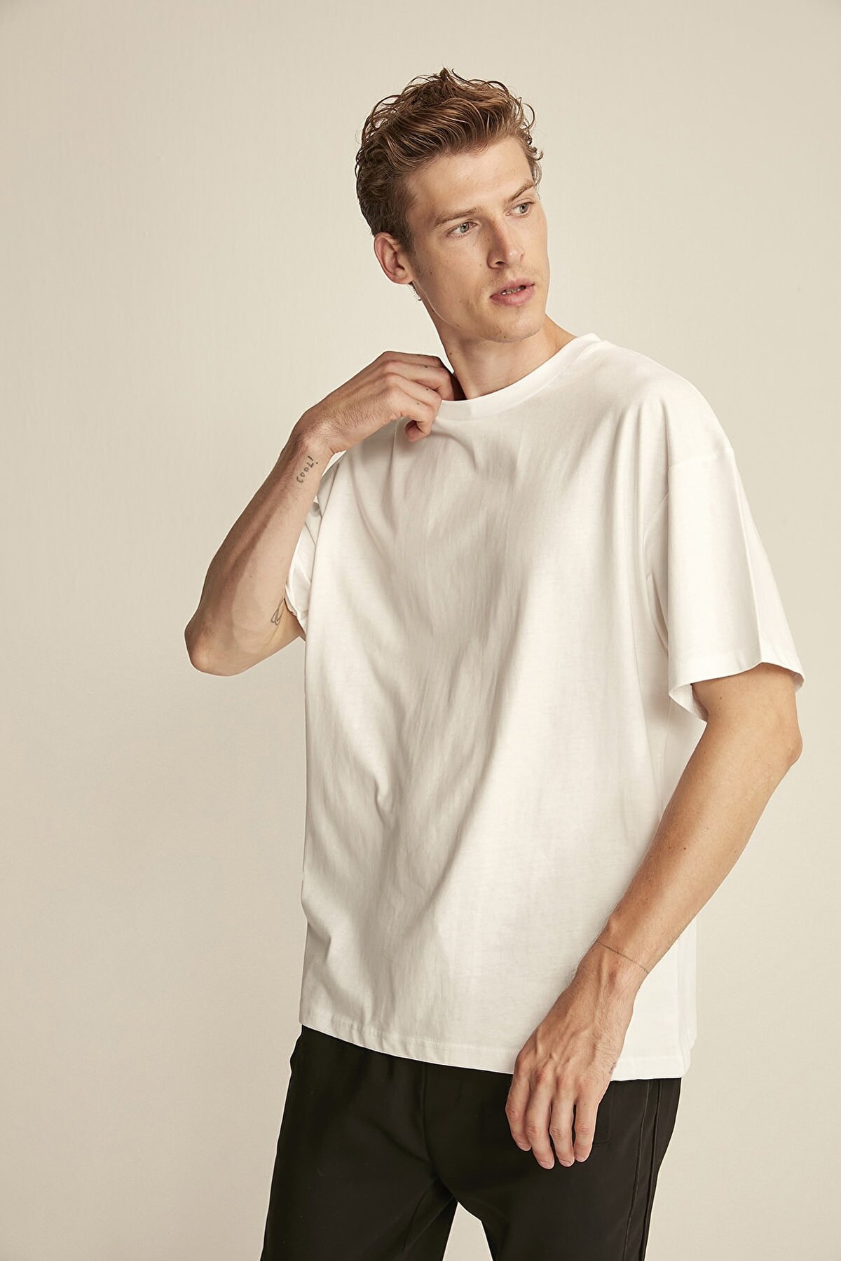 Jett Beyaz Erkek Basic Oversize T-shirt