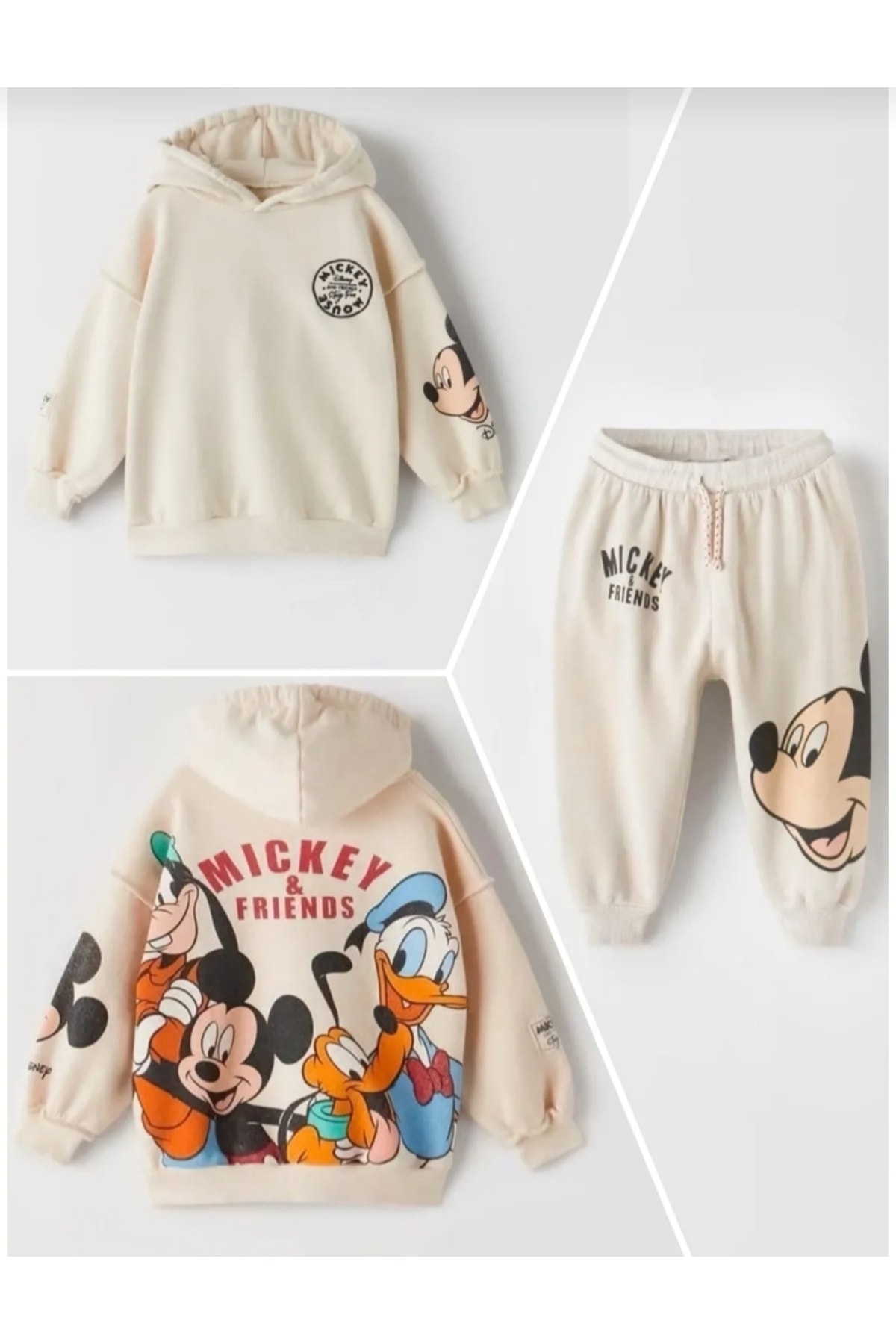 Mickey Mouse Kapüşonlu Çocuk Giyim Takım(1 BEDEN BÜYÜK ALMANIZ TAVSİYE EDİLİR)