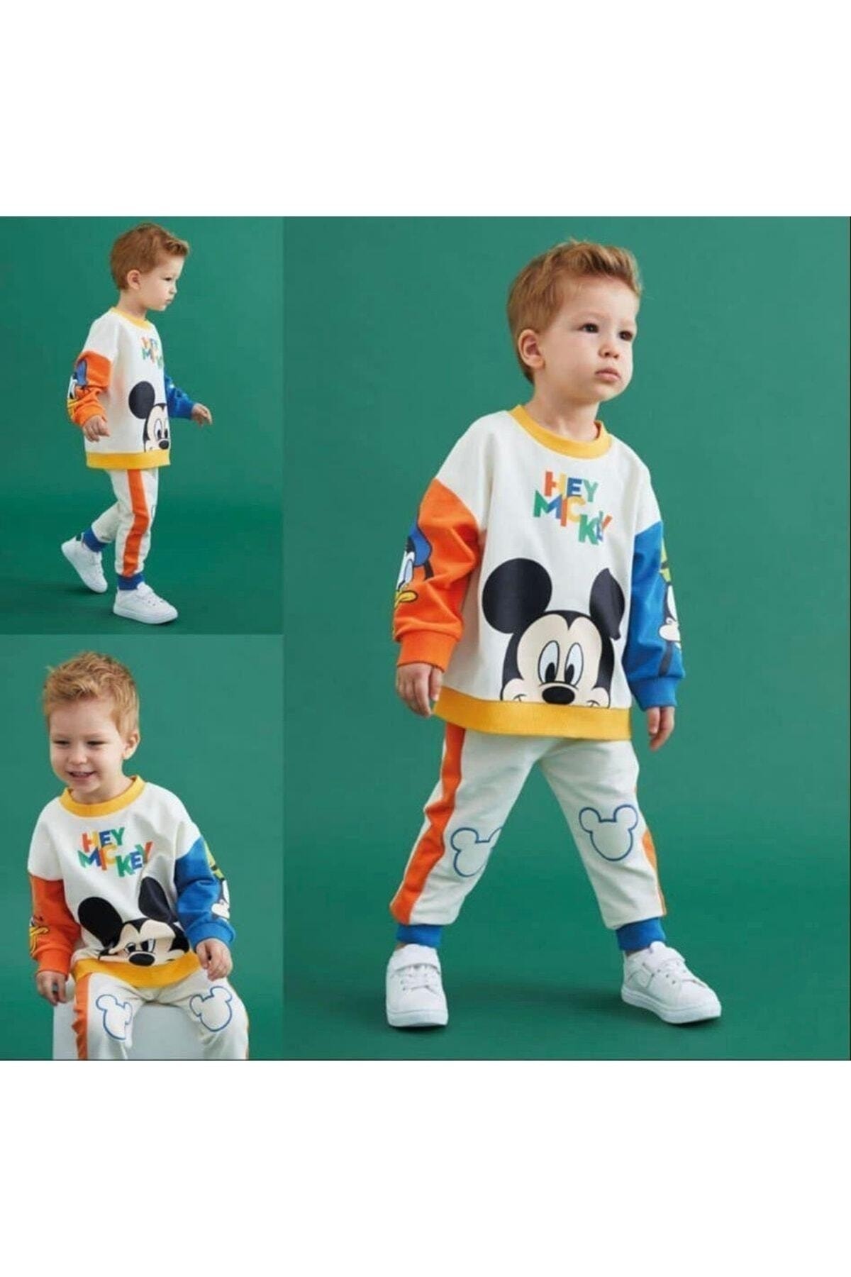 Erkek Çocuk Mickey Mouse Eşofman Takımı Baharlık 2245( 1 Beden Büyük Alınız)