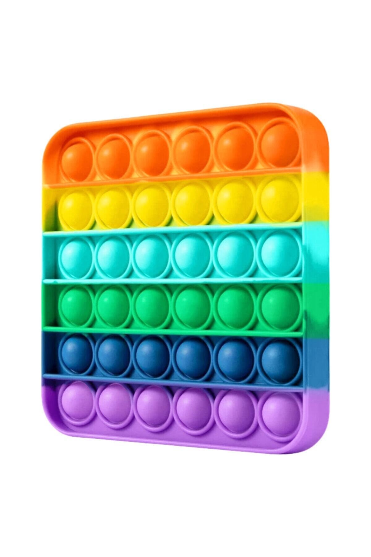 Özel Pop Duyusal Oyuncak Zihinsel Stres ( Rainbow Renk, Kare )