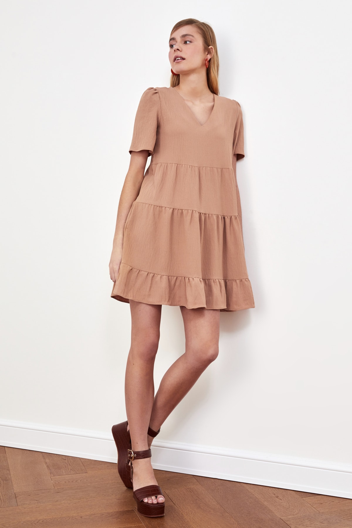 Vizon Mini Dokuma Geniş Kesim Elbise TWOSS20EL0400